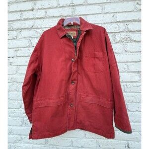 Vintage Lewis Creek red chore work barn utility jacket Large Canvas Plaid Lining